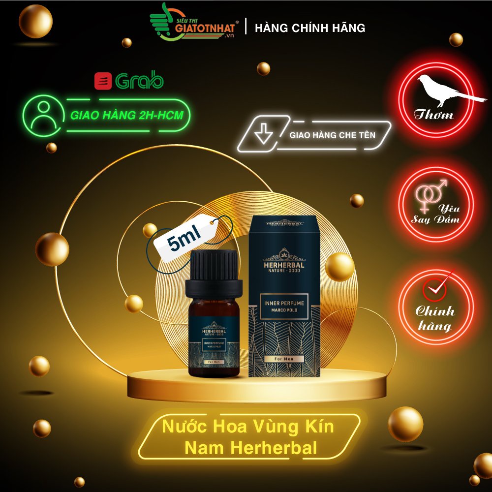 Nước hoa vùng kín nam giới Herherbal 5ml Inner Perfume Polo lưu hương lâu nam tính nhỏ gọn tiện lợi