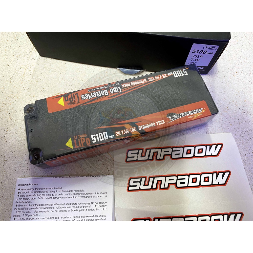 Pin HardCase SUNPADOW 2s 7.4V 5100mAh 70C