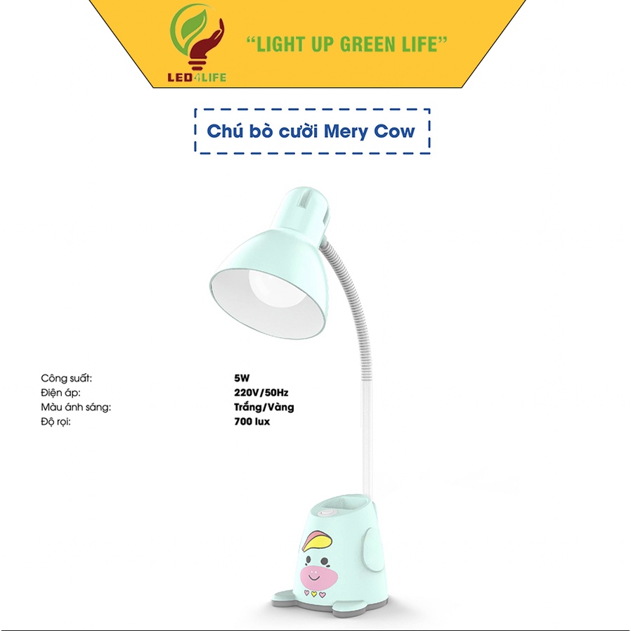 Đèn bàn học Rạng Đông Model: RD-RL-38.LED chip LED SS 5W bảo vệ thị lực điều chỉnh góc chiếu linh hoạt