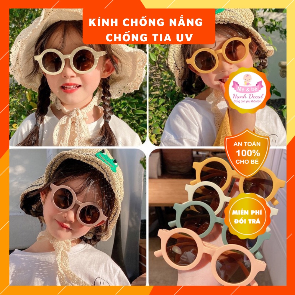 Kính Mát Gọng Tròn Chống Tia UV Phong Cách Cổ Điển Thời Trang Cho Bé