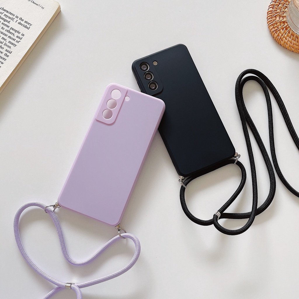 Ốp điện thoại silicon mềm có dây đeo chéo cho Samsung Galaxy S21 Ultra S20 FE S10 Plus Note 20 Ultra A10S