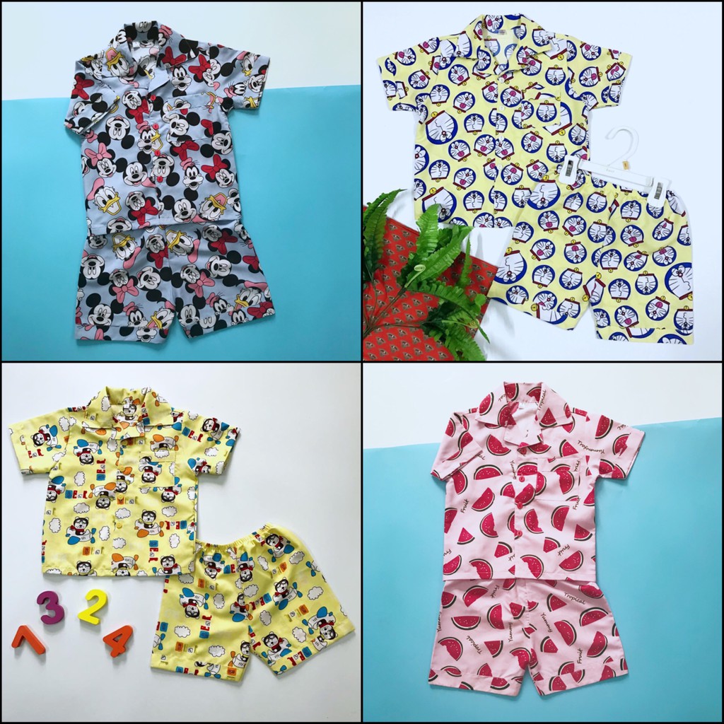 Pijama đùi cho bé vải Kate thái size 10-40kg nhiều mẫu ngộ nghĩnh