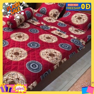 Ga trải giường 1.6x2m nền đỏ họa tiết tròn ms013