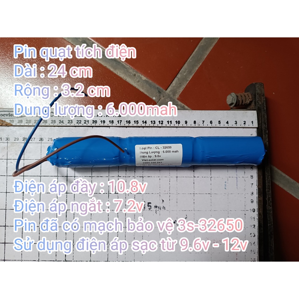 Pin lithium cho quạt tích điện 9.6v