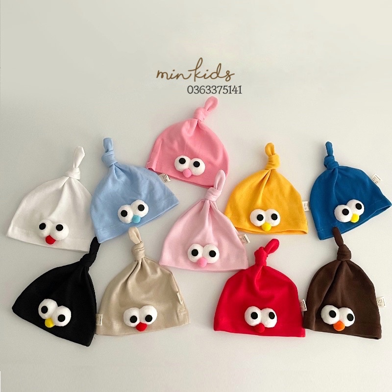 Mũ cotton hoạ tiết mắt chim nhiều màu cho bé