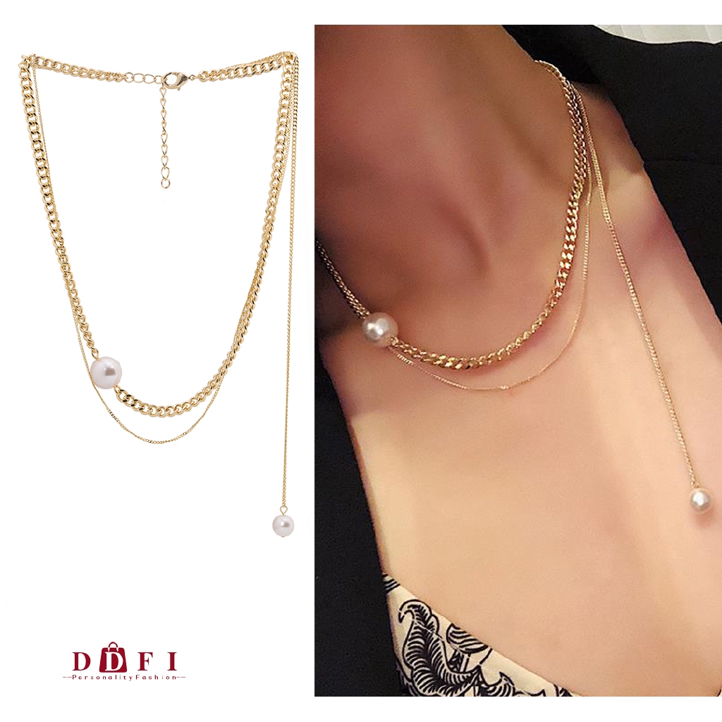 Vòng cổ kim loại kép đơn giản cho nữ G1B09 | BigBuy360 - bigbuy360.vn