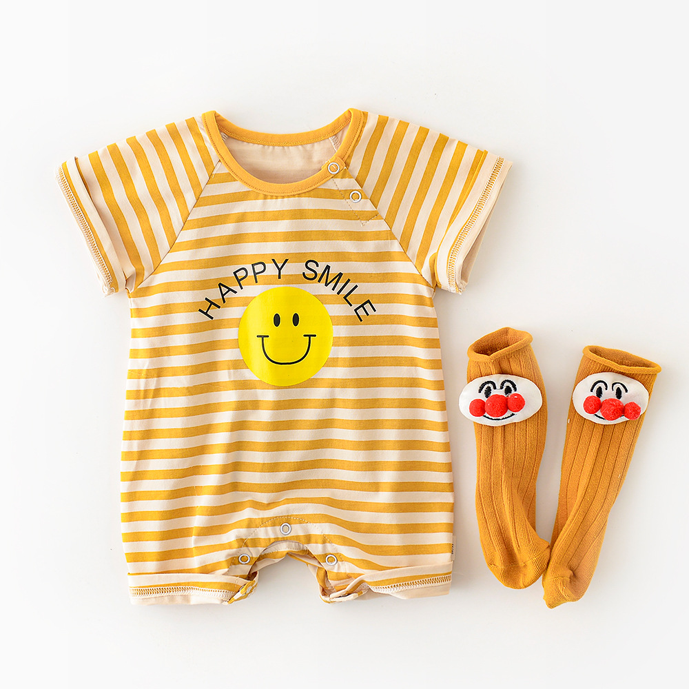 Bộ Áo Liền Quần Tay Ngắn In Hình Trái Chuối Dễ Thương Thời Trang Cho Bé