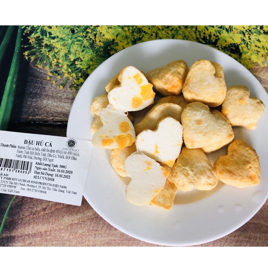Đậu Hũ Hải Sản Phô Mai hình trái tim Lichuan gói 500g/ 100g_ Ship hỏa tốc hcm