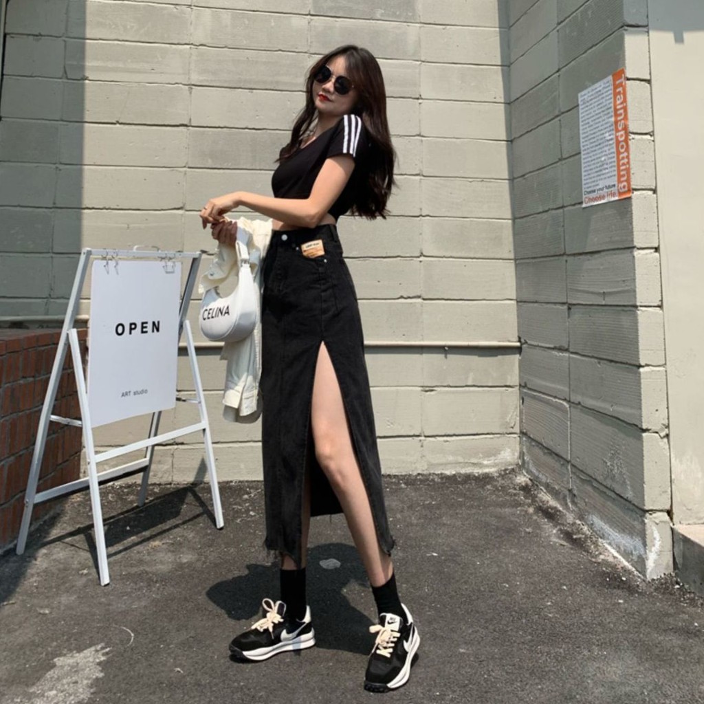 Chân Váy Denim Dài Xẻ Tà Thời Trang Hè 2021 Cho Nữ | BigBuy360 - bigbuy360.vn