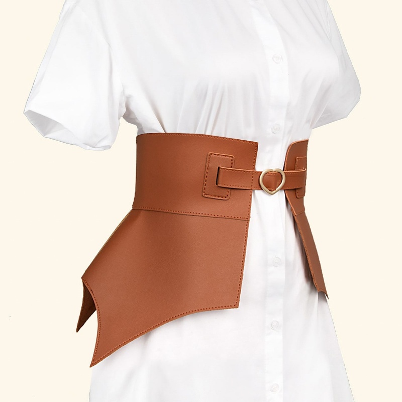 Thắt Lưng Nữ Giả Da Bản Rộng Màu Trơn Phong Cách Vintage