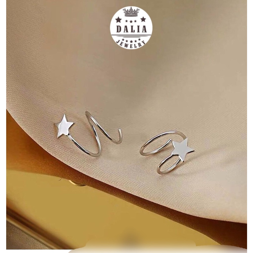 Bông tai bạc nữ dạng móc ánh sáng ngôi sao DaLiA Jewelry khuyên tai bạc cá tính
