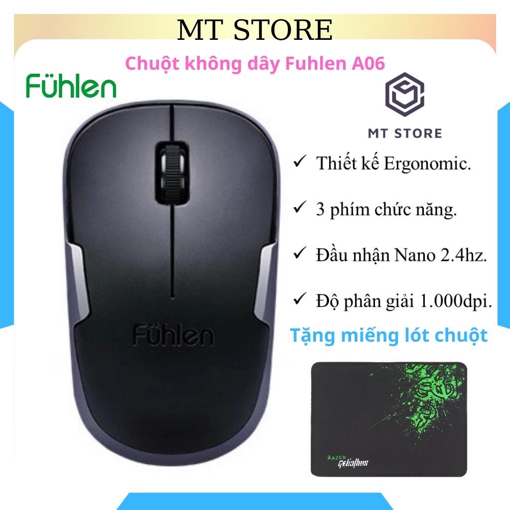 Chuột máy tính laptop không dây Fuhlen A06G - Bảo hành 12 tháng