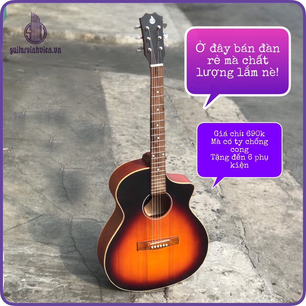 Đàn guitar acoustic SVA1 có ty chống cong nhiều màu - Kèm 7 phụ kiện - Bảo hành 1 năm SVA1 - Bảo đảm chất lượng