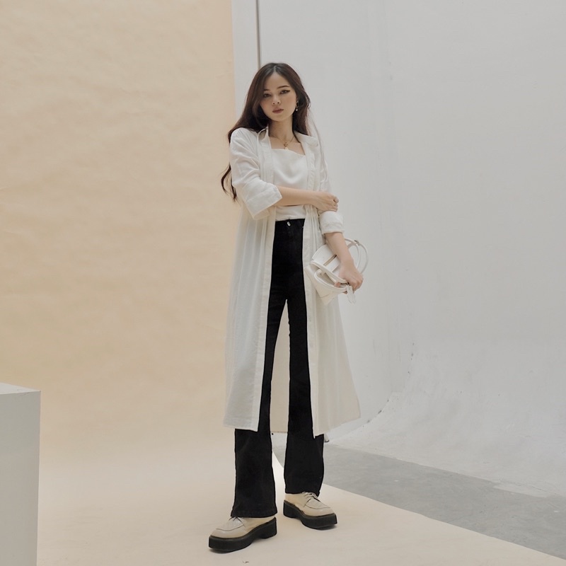 Áo khoác sơ mi dài INTO.EIGHT dây rút tuỳ chỉnh eo