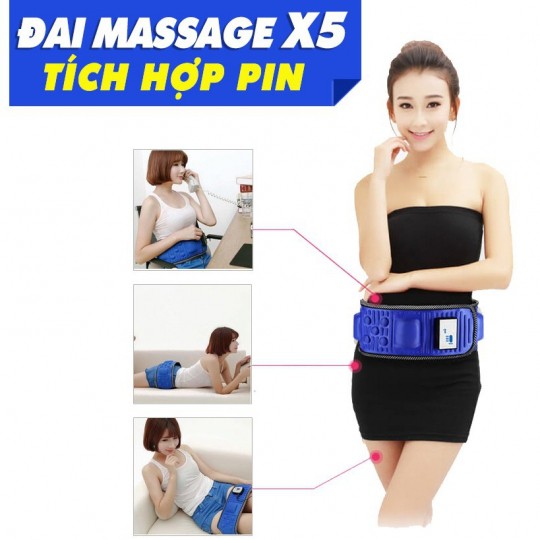 [FREESHIP] ĐAI MASSAGE X5 TÍCH HỢP PIN SẠC - ĐAI GIẢM BÉO SAUNA BELT