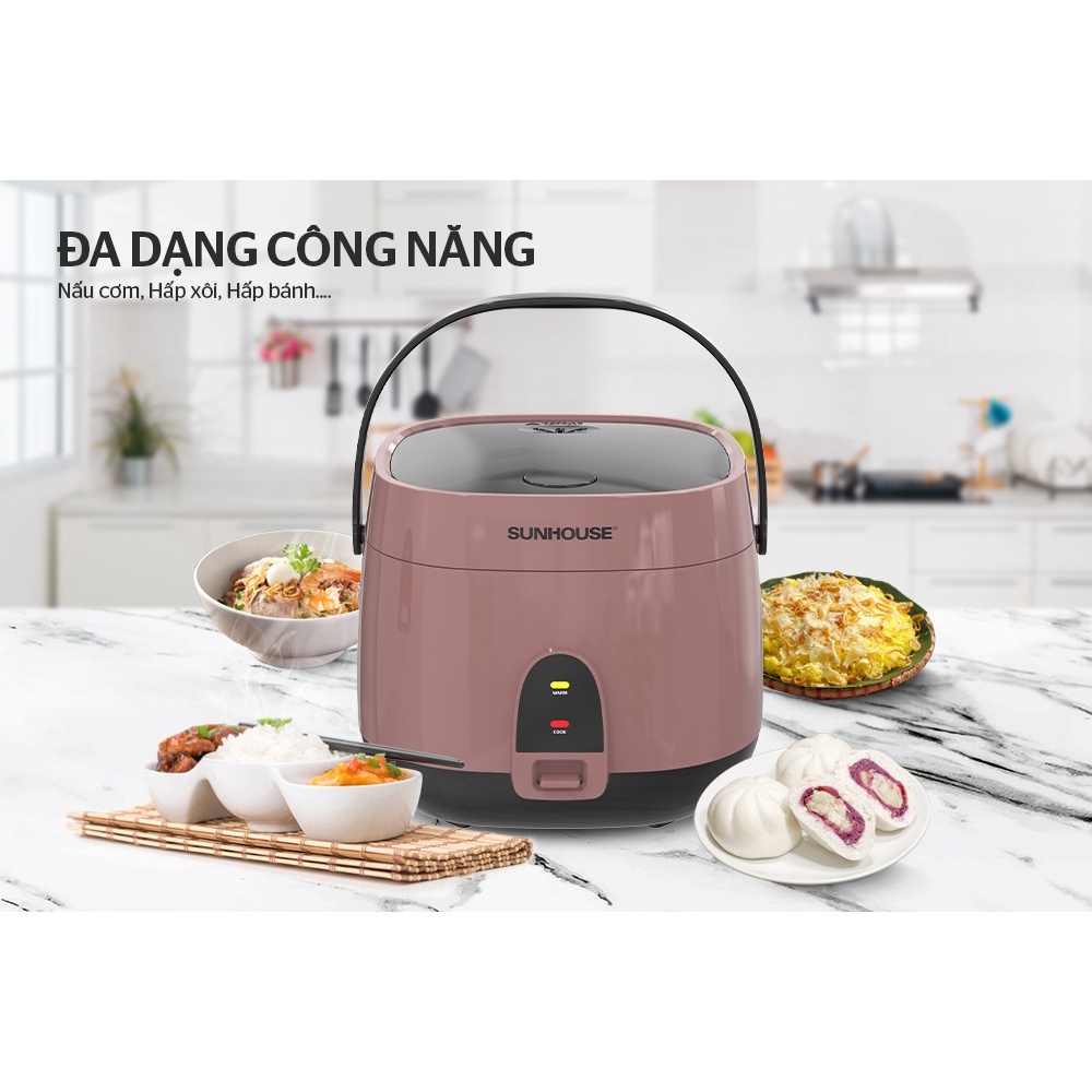 [New 2022] Nồi cơm điện Sunhouse SHD8627, Công suất 700W, Dung tích 1.8 lít, Sản xuất tại Việt Nam, Bảo hành 12 tháng