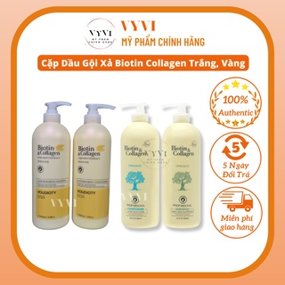 Bộ Dầu Gội Xả Biotin Collagen Trắng, Vàng cam kết hàng chuẩn đủ 1000ml