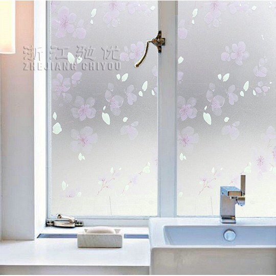 Decal 1m dán kính mờ trang trí cửa kính chống nhiệt - hoa mai tím