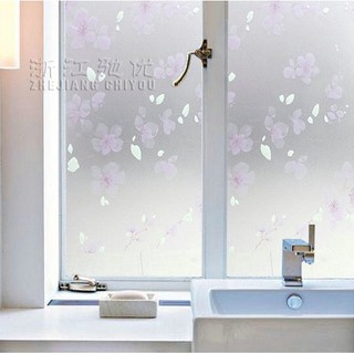 Decal 1m dán kính mờ trang trí cửa kính chống nhiệt - hoa mai tím