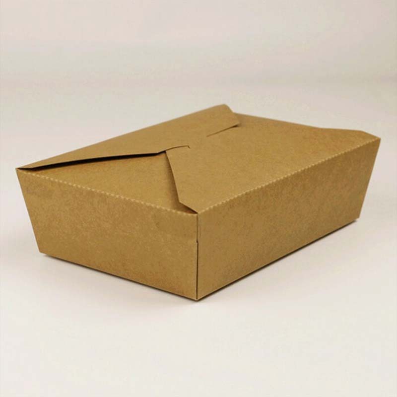 10 Hộp giấy kraft nâu móc chéo đựng đồ ăn mang về