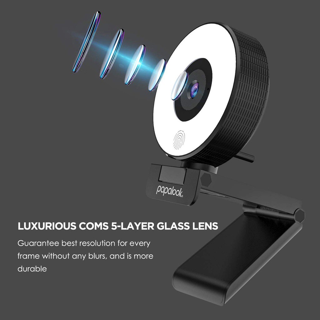 Webcam PAPALOOK PA552 phát trực tiếp game có vòng đèn FHD 1080p 30fps và micro kép + tripod cho Windows 7/8/10 Mac | BigBuy360 - bigbuy360.vn