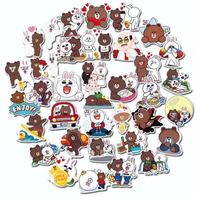 Sticker4Bike - Sticker Gấu Brown & Sticker Thỏ Cony (Sticker cute)
