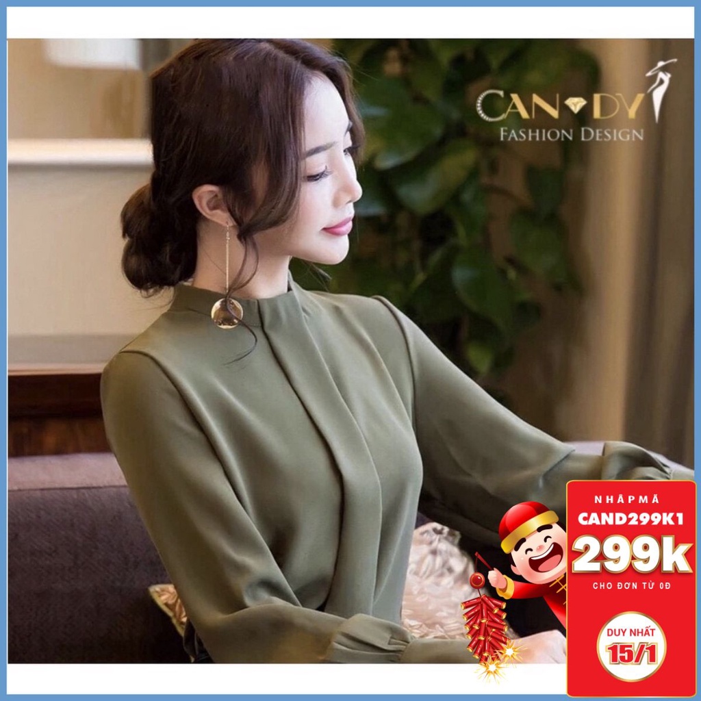 Áo sơ mi nữ kiểu công sở dài tay chất lụa mềm mại thiết kế đơn giản SM24 Candy Fashion