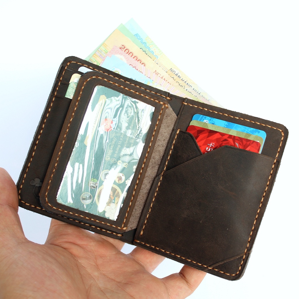 Ví đứng AUTHUR da bò thật hàng thủ công thương hiệu W