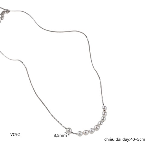 Vòng cổ nữ dây chuyền bạc thật chuỗi hạt ngọc trai nhân tạo | HARMONY ACCESSORIES VC92