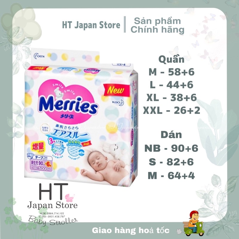 Bỉm tã quần Merries nội địa nhật (M33, L27, XL24 miếng)