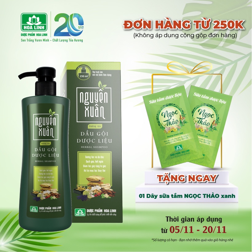 [Mã FMCGMALL -8% đơn 250K] Dầu Gội Dược Liệu Nguyên Xuân Xanh 350ml - Dưỡng Tóc (Khuyến mại thêm 35ml giá không đổi)