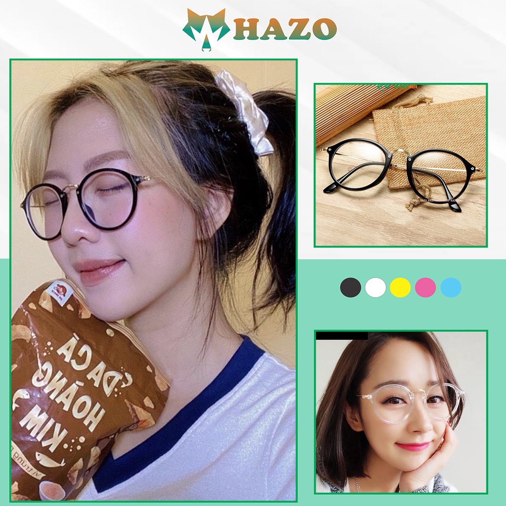 Mắt Kính Gọng Cận Kim Loại Form Tròn 547 Mắt Mèo Thời Trang - Hazo