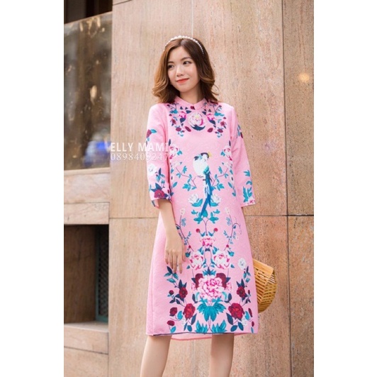 Áo dài cách tân dành cho bầu - gấm