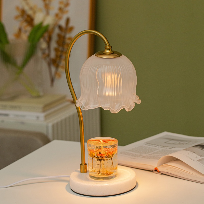 Đèn đốt nến thơm đế đá chụp thủy tinh - Điều chỉnh độ sáng - Phụ kiện nến Yankee, Bath and body works