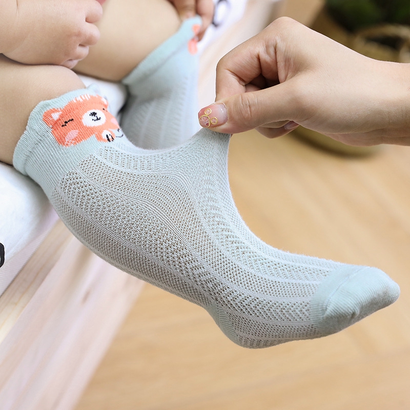 (Five pairs)Bít tất cho bé Mùa hè Lưới mỏng Trẻ em Bít tất cotton chải chuốt Vớ trẻ sơ sinh Bé ống dài qua đầu gối Vớ bé