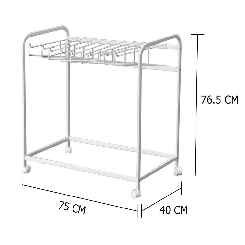 HomeBase PLIM Sào phơi quần bằng thép mạ có bánh xe Thái Lan W75xH76.5xD40cm màu trắng