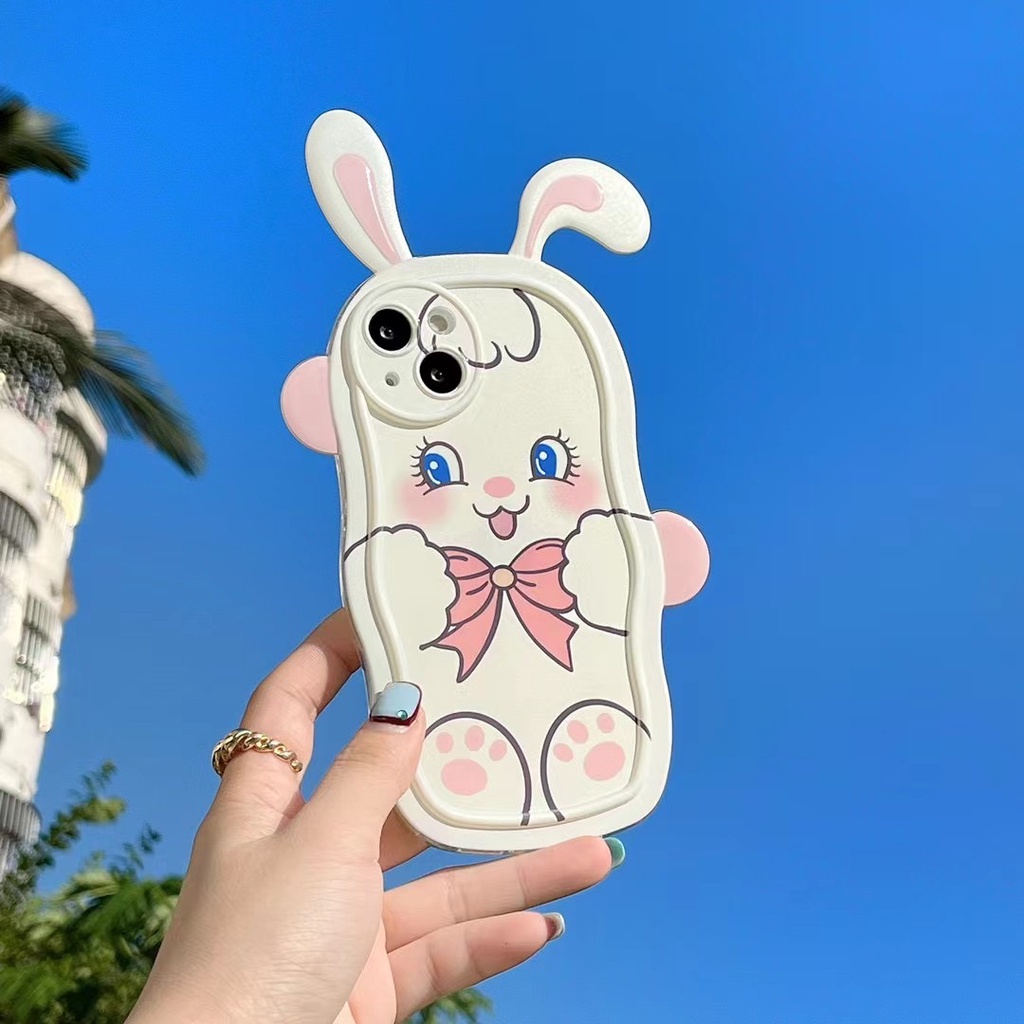 Ốp Điện Thoại Mềm In Hình Thỏ Trắng Tai Dài Cho Iphone 14 pro max 12 pro max 11 pro max xs max xr x 13 pro max plus