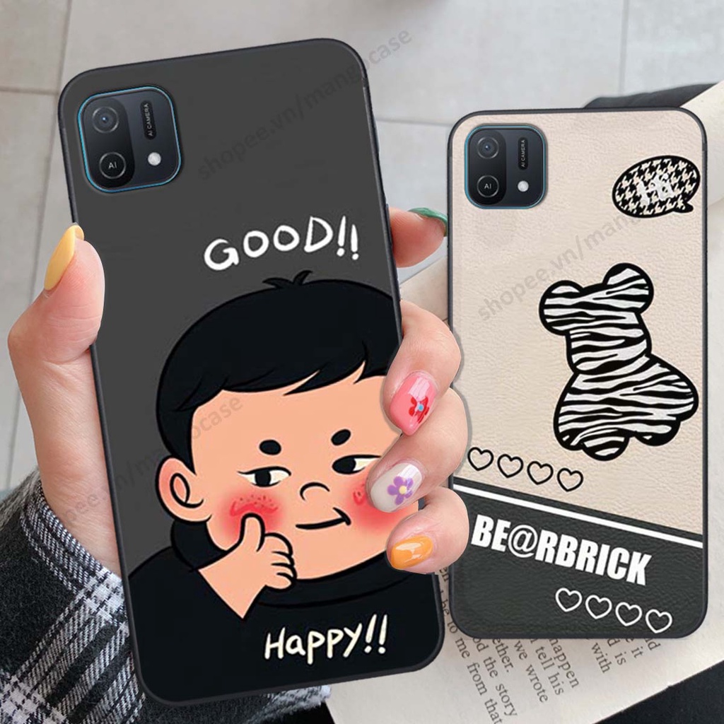 Ốp lưng Oppo A16k in hình happy nice, bé gấu đáng yêu