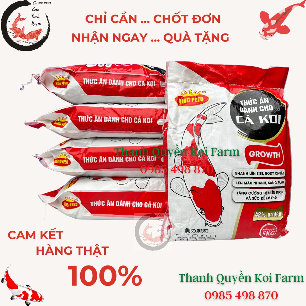 Cám cá koi thức ăn cá koi siêu tăng trưởng KING FEED BAO 5KG Hàng chất lượng cao