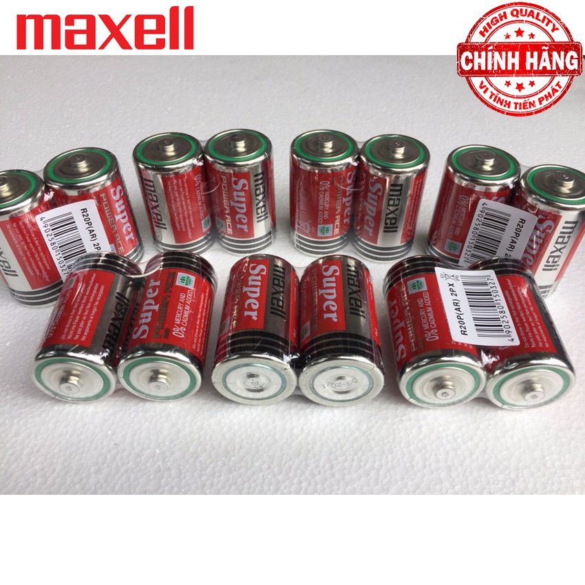 Bộ 2 viên Pin Đại D R20P Maxell Super Power 1.5V - Maxell cho bếp ga, đồng hồ, đèn pin thiết bị y tế công nghiệp...