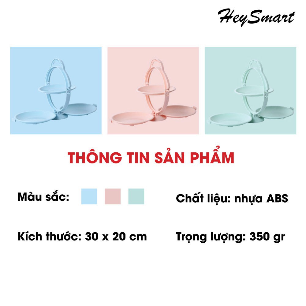 Dĩa 3 tầng gấp gọn sáng tạo tiện lợi, set đĩa nhựa đựng trái cây gấp gọn cao cấp (giao màu ngẫu nhiên)