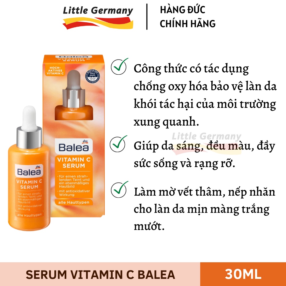 Serum Vitamin C Balea Đức 30ml - Sáng da, Chống lão hoá, Mờ thâm, Mờ nếp nhăn - Hàng nội địa Đức