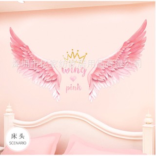 Decal dán tường cánh thiên thần hồng