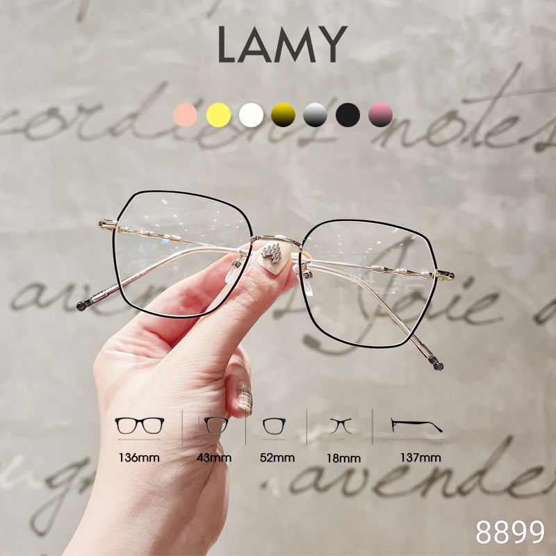 Gọng kính nữ LAMY kim loại mảnh mắt kính thời trang nữ dáng lục giác 6896 8899