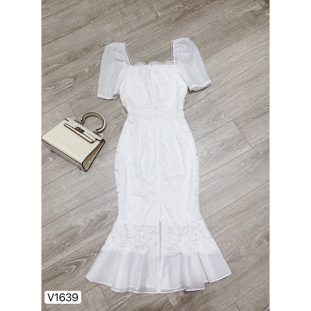 Váy ren body hoa trắng V1639 - QUEEN SHOP DOLCE VIVA COLLECTION (ảnh người mẫu và ảnh trải sàn do shop tự chụp)