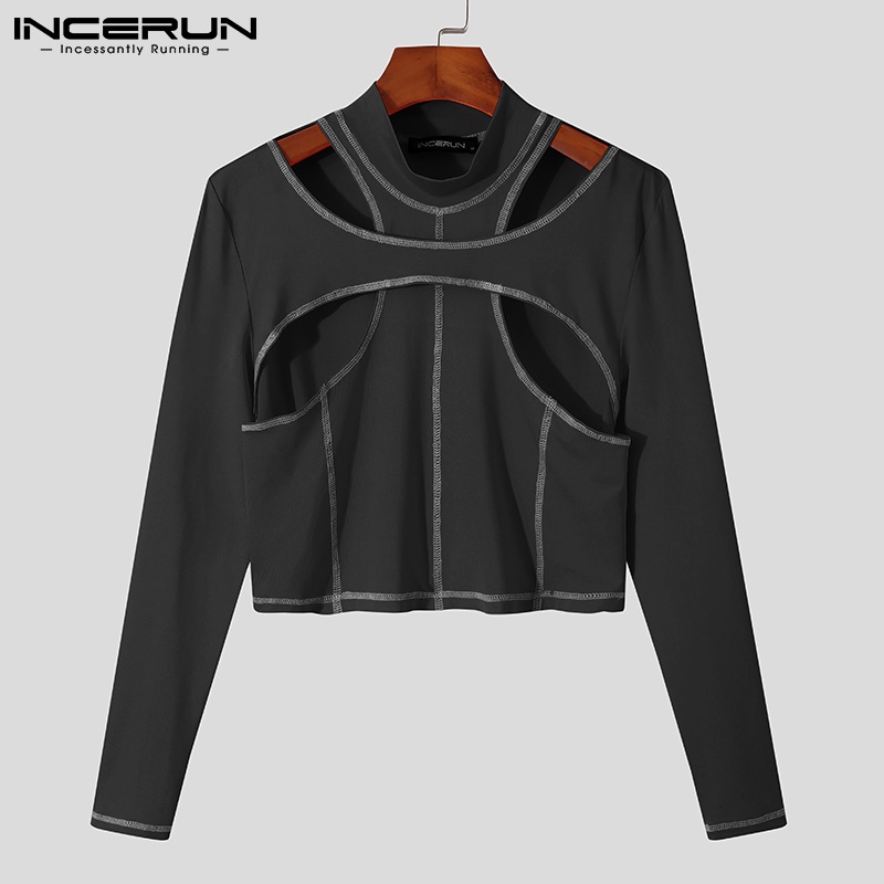 Áo thun lửng INCERUN tay dài thời trang dành cho bạn nam