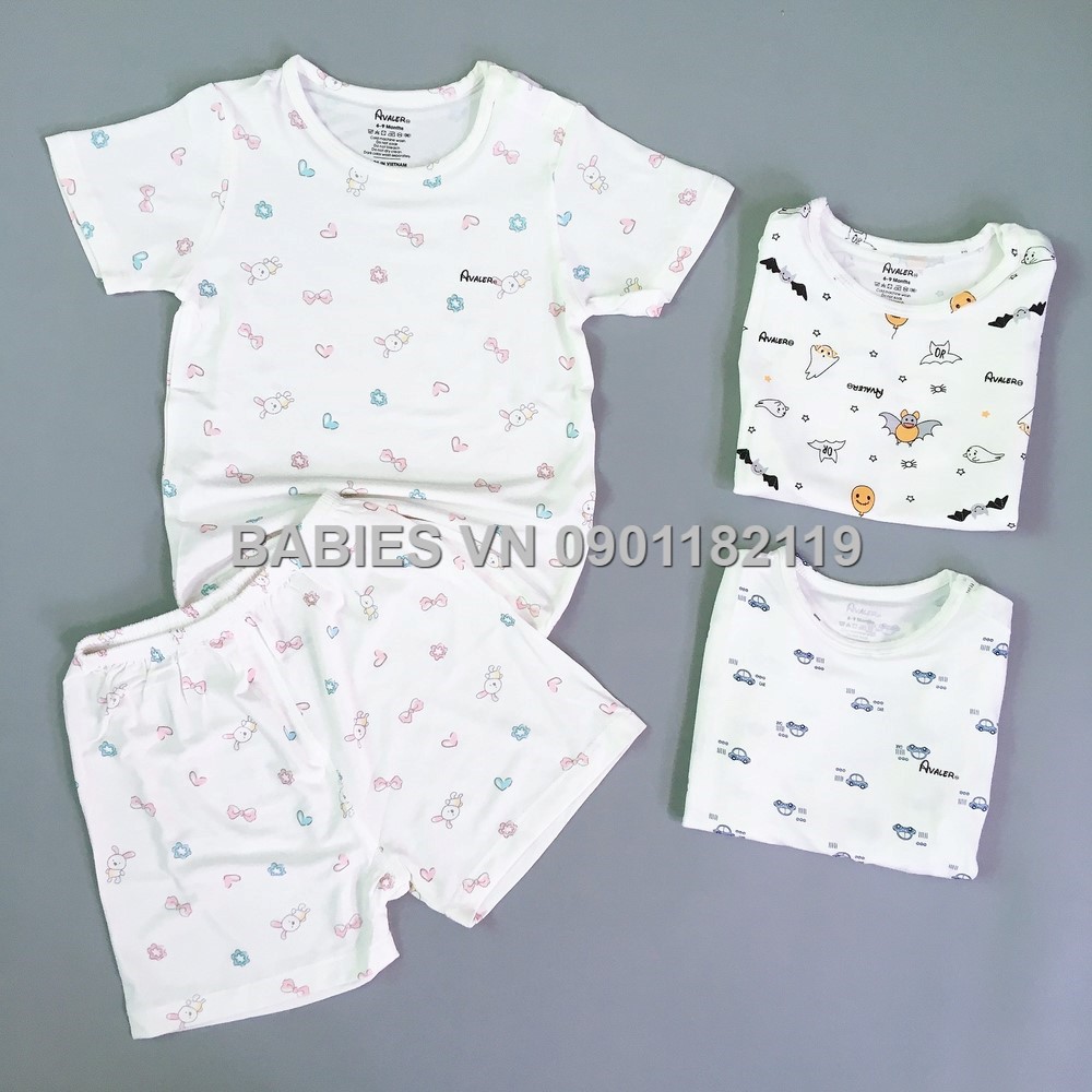 [Chính Hãng] size 6-9m (6.5-8.5kg)  Bộ Áo Quần Tay Ngắn Nút Vai Họa Tiết Thun Sợi Tre Avaler phần 1