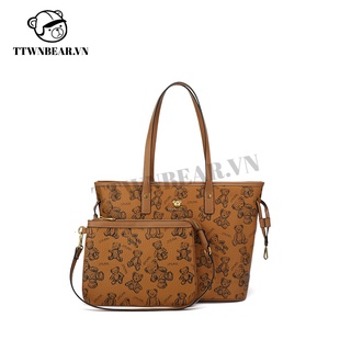 Túi tote TTWN BEAR TN2122 tặng túi đeo vai chính hãng, túi đeo vai cỡ lớn hoạ tiết gấu thời trang