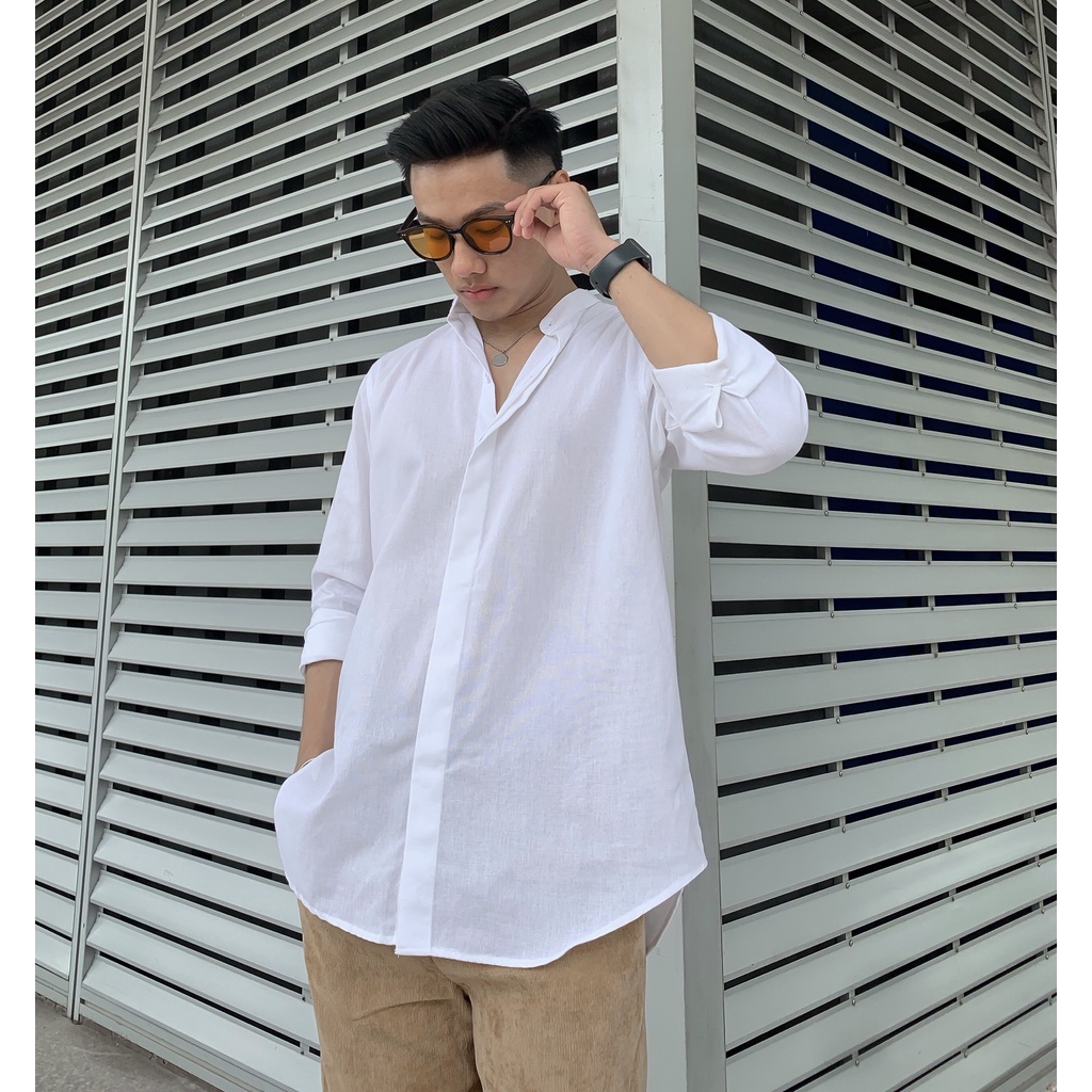 ÁO SƠ MI TAY DÀI LINEN CỔ TRỤ - LINEN SHIRT NHIỀU MÀU