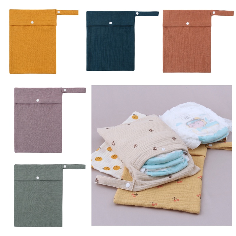 Túi Đựng Tã Lót Em Bé Bằng Cotton Mềm Màu Trơn Tái Sử Dụng Được